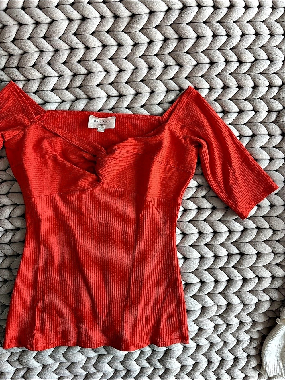 Sézane Red Short Sleeve Top